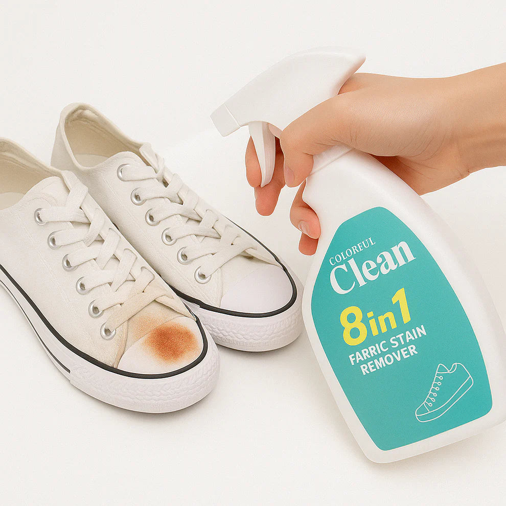 🔥 PowerSpray – 8 in 1 Stain Remover for All Surfaces Shoes, sofas, shirts, curtains, and more – cleans them all!